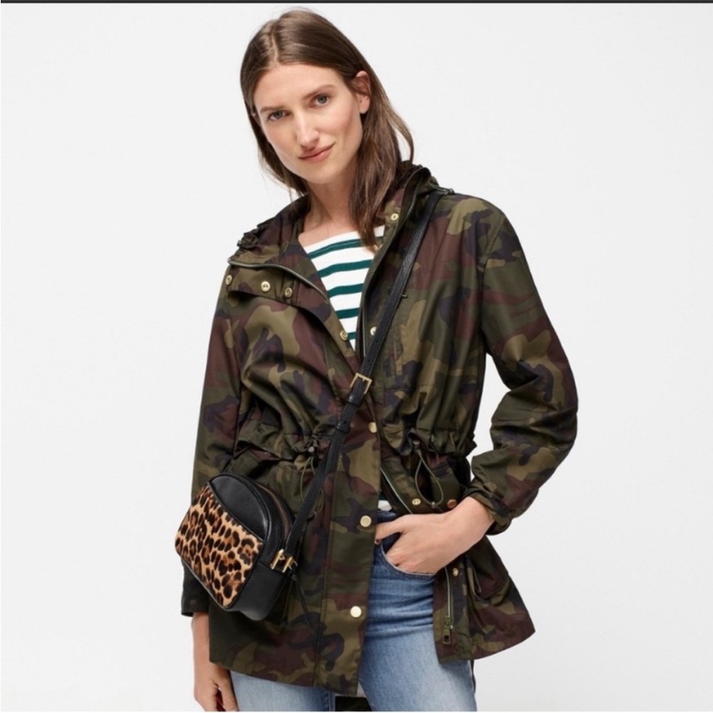 J. Crew raincoat! Size small, camo. Like new!